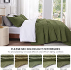 Love's cabin King Size Quilt Bedding Set Olive Green Bedspreads - Bed Summer Lightweight Bedspread Comforter - Wave Pattern Bedding Coverlet for All Season - 3 Pieces (1 Quilt, 2 Pillow Shams)