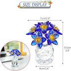 Blue Crystal Flower Figurine Collectibles Crystal Flower Christmas Ornament for Home Decor Table Centerpiece Glass Bouquet Flowers Keepsake for Women