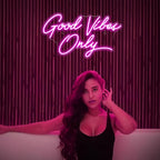 Kavaas Good Vibes Only Neon Signs for Wall Decor 17.7" x 9.9" | Pink Good Vibes Only LED Sign for Bedroom, Party, Bar, Salon - Best Gifts for Birthday, Christmas