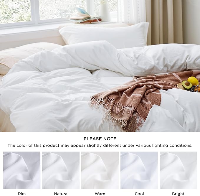 Bedsure White Duvet Cover Queen Size - 3 Pieces Prewashed Extra Soft Bedding Set, Includes 1 Duvet Cover 90x90 Inches with Zipper Closure & 2 Pillow Shams, Comforter Not Included