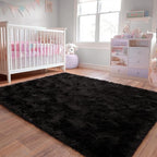 Large 8x10 Area Rugs for Living Room, Black Soft Shag Rug for Bedroom, Non-Slip Ultra Fluffy Rug, Modern Plush Carpet for Girls Boys Kids Room Dorm, Fuzzy Rug for Home Decor Aesthetic