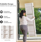 Partition Room Dividers, Folding Wood Privacy Screen with Three Display Shelves Suitable for Home Office, Study, Art Display - 5 Panel, 67 * 64inch (White-Washed)