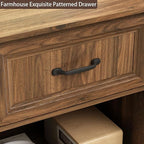 CARPETNAL 20" Farmhouse Nightstand, End Table with Large Drawers & Open Storage, Side Table, Bedside Cabinet for Bedroom, Living Room, Walnut