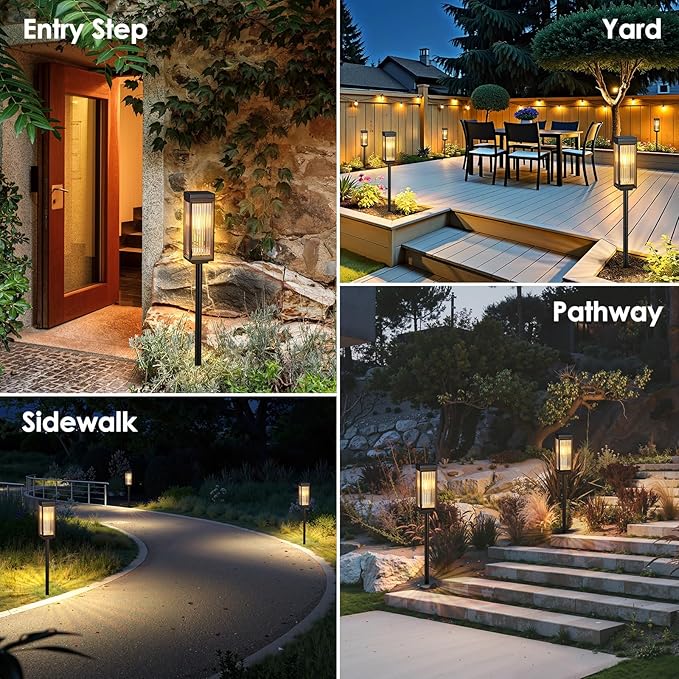 Solar Pathway Lights Outdoor, 6 Pack Upgraded Solar Lights Outdoor Waterproof, Bright Up to 15 Hrs Auto On/Off Garden Light for Yard Patio Lawn Path Walkway Driveway Outside Decor