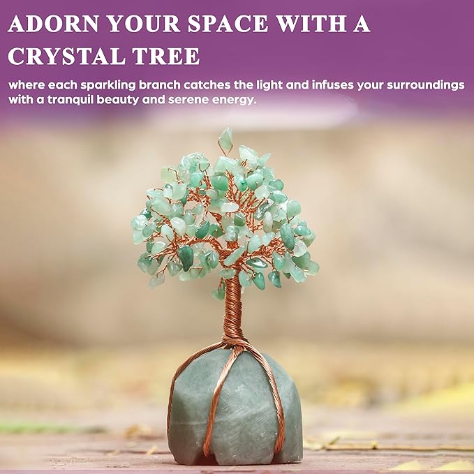 Green Aventurine Crystal Tree with Green Aventurine Stone Base Tree of Life Decor for Bedroom, Birthday Gifts for Women, Sister Gift, Birthday Gifts for Mom, Cute Home Decor Housewarming Present