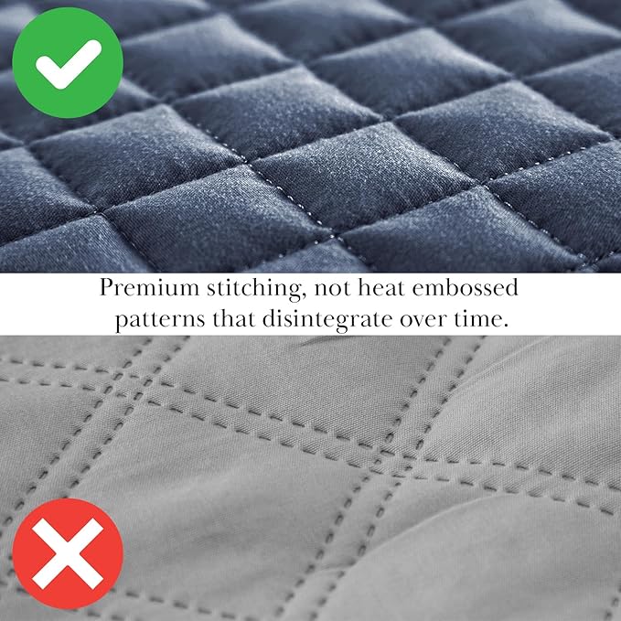 Southshore Fine Living, Inc. Twin Quilt Bedding Set, Soft Microfiber Summer Bedspread Coverlet, Stain and Pet Hair Resistant Bedding, Machine Washable Twin/XL Quilt Set with 1 Pillow Sham, Dark Blue