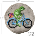 Spoontiques - Garden Décor - Frog on Bicycle Stepping Stone - Decorative Stone for Garden
