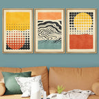 SIGNWIN Framed Canvas Print Wall Art Set Mid-Century Colorful Polygon Collage Abstract Geometric Illustrations Graffiti & Street Art Modern Art for Living Room, Bedroom, Office - 24"x36"x3 Natural