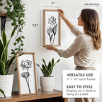 3D Black and White Wall Art (Set of 2) Lightweight, Wooden Ready-to-Hang Framed Floral Wall Art for Bathroom, Bedroom, Living Room or Office – Boho Botanical Farmhouse Decor – Gift-Boxed