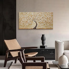 TAIJXAGSG Botanical Wall Art Gold Tree Flower Abstract Wall Decor Modern Canvas Art Wall Decor Print Abstract Paintings Pictures For Bedroom Bathroom Office Home Artwork Can Be Hung Directly 20"X 40"