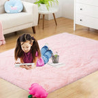 Pink Fluffy Rugs for Bedroom Girls: Area Rug 6x9 Pink Fuzzy Rug for Kids Room - Furry Rug Living Room Bedroom Decor
