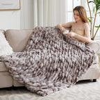 Ultra Soft Luxury Faux Fur Twin Blanket for Counch,Fuzzy Fluffy Plush Warm Cozy Elegant Wrinkled Blanket for Sofa Bedroom Living Room,（60"x80",Tie-dye Taupe）