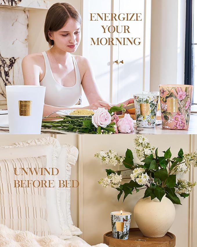 M&SENSE Basil Ginger Scented Candle 35oz 150H Burn Time Long Lasting, 3-Wick Natural Aromatherapy Candle Highly Scented, Home Fragrance Housewarming Gifts