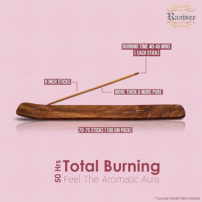 Raajsee Japanese Rose Incense Sticks 100 Gm Pack-100% Pure Organic Natural Hand Rolled Free from Chemicals-for Church,Aromatherapy,Relaxation,Meditation & Sensual Therapy