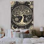 Lunerfex Tree of Life Tapestry Starry Sky Wall Tapestry, Vintage Tapestries for Bedroom Ceiling Tapestries Wall Hanging for Bedroom Living Room Decor Tree-3 60"x80"