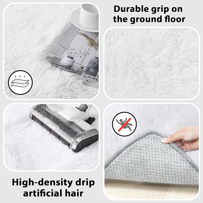 10x12 Area Rug Living Room: Large Shag Rug 10x12 for Living Room - White Area Rug 10 X 12 Soft Plush Shaggy Fuzzy Modern Indoor Carpet for Bedroom.