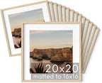 HAUS AND HUES 20x20 Square Picture Frames Set of 15 - Oak Wood Frames with Plexiglass, Beige