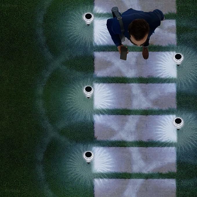 Solar Lights Outdoor Pathway Waterproof 8 Pack Cold White LED Acrylic Mushroom Decorative Garden Lights for Yard Landscape Patio Outside Decor