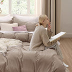 Bedsure Khaki Duvet Cover Twin/Twin XL Size - 2 Pieces Prewashed Cotton-Like Extra Soft Bedding Set, Includes 1 Twin Duvet Cover 68x90 Inches with Zipper Closure & 1 Pillow Sham, No Comforter