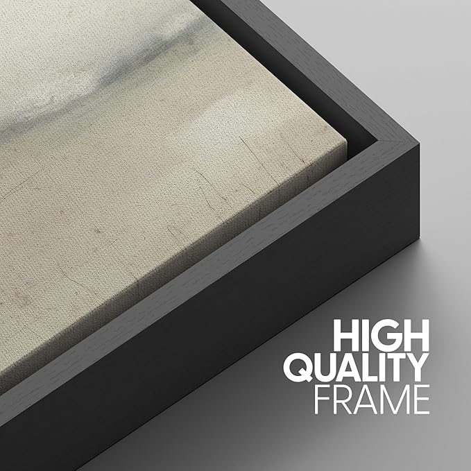 SIGNWIN Framed Canvas Print Wall Art Soft Neutral Cloudscape Minimalist Sky Photography Modern Art Minimalist Black and White for Living Room, Bedroom, Office - 16"x24"x3 Black