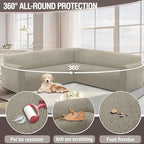 HDCAXKJ Sectional Couch Cover L Shape Stretch Sofa Covers Washable Jacquard Corner Couch Slipcover Non Slip Sectional Slip Cover U Shaped Furniture Protector for Pets Dogs (Light Khaki, Small)
