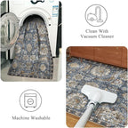 RUGSURE Washable Area Rugs - Perfect for Living Room, Bedroom, Kids Room, Nursery - Stain & Water Resistant Non-Slip, Pet & Child Friendly, Vintage Tribal Area Rugs (Navy, 5' x 7')