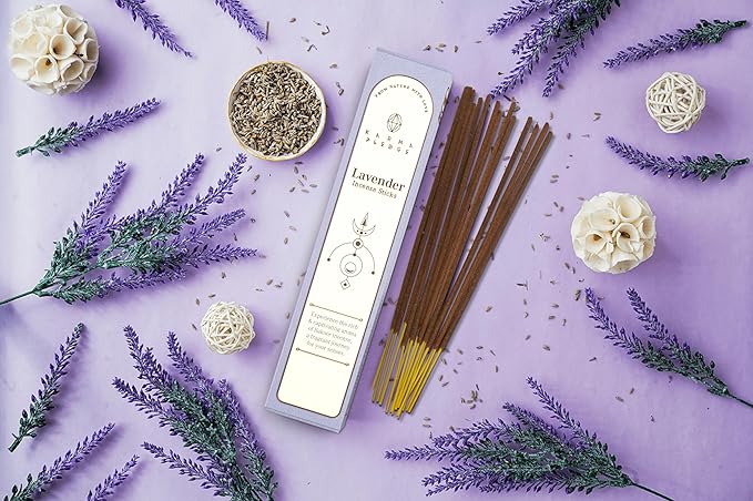 Lavender Incense Sticks, Organic Hand Dipped Incense, Natural Herbs & Aromatic Ingredients, Contain 40 Sticks Inside, Burn Time 45-60 Min, Spiritual Gifts, Incense by Karma Pledge