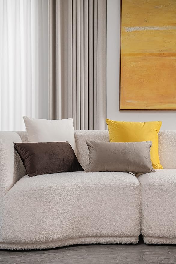 Decorative Pillow Covers 12x20 Taupe: 2 Pack Cozy Soft Velvet Rectangular Throw Pillow Cases for Farmhouse Home Decor