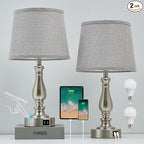 Table Lamps for Bedroom Set of 2,3 Way Dimmable Touch Bedside Lamps with Dual USB A+C Ports - Nightstand Lamp for End Table Modern Night Stand Lamps for Living Room Guest Room