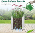 White Steel Planter Square Outdoor Planters Galvanized Steel Planter Box Indoor Metal Large Planters Cube Heavy Duty Flower Pot 24 Inch Modern Commercial Residential for Trees Patio Deck Yard Garden