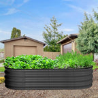 2 Pcs 4.5x2x2ft Oval Raised Garden Bed, Galvanized Raised Beds,Open-Ended Base Metal Raised Planter Beds,Garden Bed Outdoor,Planter Raised Boxes for Vegetables, Flowers,Tool-Free Asse,Gray