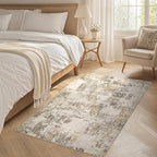 Tortania Washable 3x5 Area Rug - Modern Abstract Neutral Rugs Indoor Soft Thin Mat Non Slip Carpet for Entrance Front Door Living Room Bedroom Home Floor Decoration - Beige/Brown/Gray