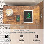 LIDYUK End Table with Charging Station, Narrow Side Table with Drawer and USB Ports & Power Outlets, Nightstand Bedside Tables for Small Spaces, Bedroom, Living Room, Rustic Brown, Set of 2