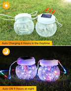 Solar Lantern Solar Lights Outdoor Waterproof 6-Pack, Solar Powered Hanging Lights Cracked Glass Hanging Globes for Christmas Decoration, Shepherd Hook, Garden Tree Ornaments,White Cap, Multi-Color