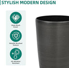 22.8" Resin Planters for Outdoor Plants, Set of 2 Modern Large Flower Pots with Handmade Brushed Metal Finish, Weather Resistant for Indoor/Outdoor Year-Round Use