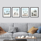 SIGNWIN Framed Washed Out Tropical Island Wall Art, Set of 4 Island Palm Tree Beach Landscapet Wall Decor Prints, Nature Wilderness Wall Décor for Living Room, Bedroom - 11"x14"Black