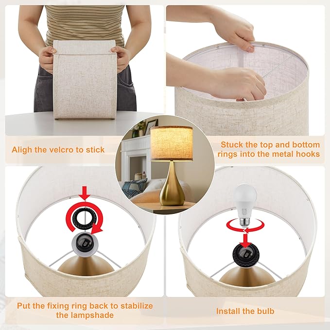 18.1'' Modern Touch Lamps for Nightstand Set of 2 with 3 Way Dimmable, Table Lamps for Living Room, Office, Bedside Lamps with Heavy Iron Base, Touch Switch, Bulb Included, Gold