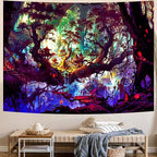 Delur Fantasy Forest Tapestry Mystical Landscape Magical Enchanted Forest Tree Nature Tapestry Psychedelic Wall Hanging Headboard for Bedroom Living Room Home Decor (59.1" x 78.7")