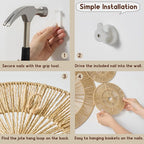 Mokof 7 Pack Boho Wall Decor Round Baskets Set (Small 7" to Largest 17") - Handwoven Large Wall Hanging Art for Bedroom, Living Room, Home Office