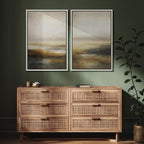 SIGNFORD Framed Canvas Print Wall Art Set Abstract Neutral Landscape Modern Beige and Brown Illustration Modern Art Decorative Nordic Nature for Living Room, Bedroom, Office - 24"x36"x2 White