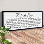 Our Father Prayer Bible Verse Framed Wall Art, 40''×15'' Black Horizontal Religious Christian Lords Prayer Sign for God Jesus Christ Prayer, Rustic Holy Inspirational Catholic Scripture Decor