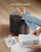 Blissful Diary Flower Pouf Ottoman, Comfy Floral Ottoman for Living Room, Bedroom, Kids Room, Charm Floor Pouf for Home Decor, Full Foam Filling Foot Rest for Couch, Dark Grey