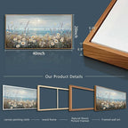 PHAOHUAXM Wall Decor For Living Room Wall Art For Bedroom Office Decorations Blue Ocean Paintings Flowers Watercolour Wall Pictures Canvas Artworks Home Decor Ready To Hang Wood Framed 20x40 In