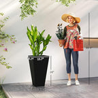 Outsunny Tall Planters for Outdoor Plants Set of 3, 28 in Taper Planters with Drainage Holes, Indoor Grande Plant Pots, Front Porch Decor (Black)