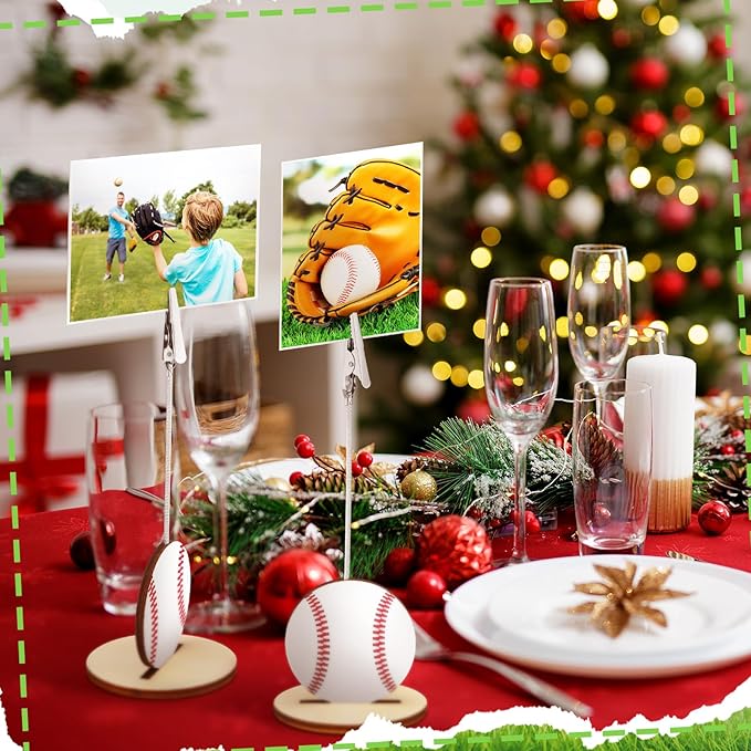 20 Pcs Base Memo Clip Holder Table Number Card Place Holders Stand Note Paper Clip Centerpieces for Table Party Favors Photo Stand Events Decoration(Baseball)