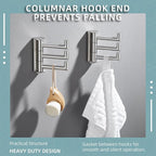 Angle Simple Swivel Towel Hooks, SUS 304 Stainless Steel Foldable Robe Hand Towel Holder for Bathroom Kitchen Wall, Brushed Nickel, 2 Pack