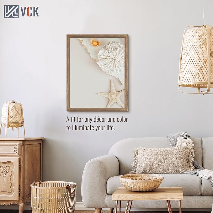 VCK 22x28 Frame 3 Pack - Brown Walnut, Natural Textured Solid Wood Poster Picture Frame, Wall Mounting Hanging
