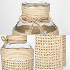 Hollyone 3Pcs Flower Vase Glass Vase with Cotton Rope Cover Woven Glass Vase Decorative Flower Bottle Modern Vase for Table Centerpiece Farmhouse Wedding Home Decor