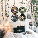 HK Studio Hippie Decor, Posters for Room Aesthetic - Botanical Wall Art, Record Decor, 4pcs 12"