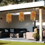 Artificial Fake Hanging Fall Flowers for Outdoor Decoration,2 Pcs Fake Silk Plant Daisy Realistic UV Resistant for Home Indoor Porch Patio Wall Balcony Yard(Orange Yellow)